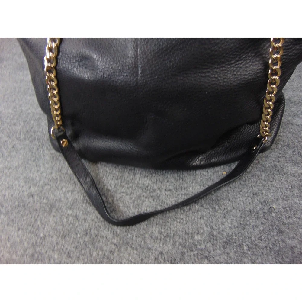 Michael Kors Black Pebbled Leather Chain Strap‎ Tote Shoulder Bag Designer Purse